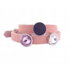 Cuoio Armband, doppelt, mit verschiedenen Rivoli Crystals, rosa